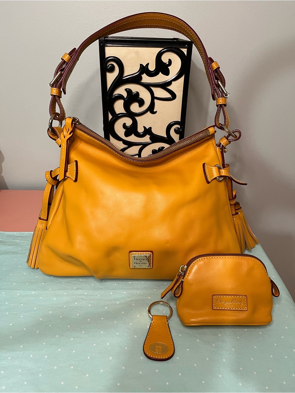 Dooney&Bourke Teagan palomino yellow leather satchel set